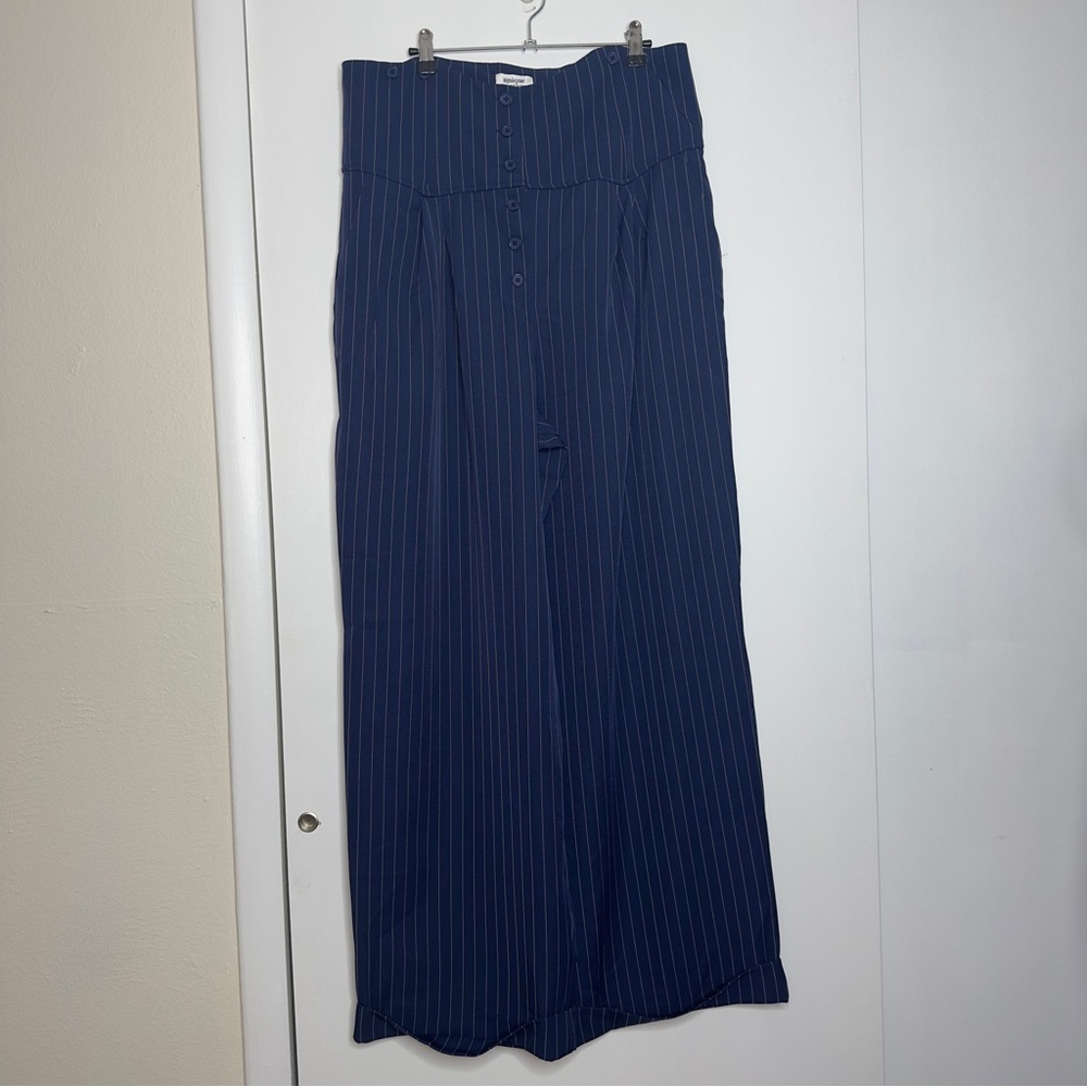 Unique Vintage wide leg high waited pin stripe trousers nautical retro pinup